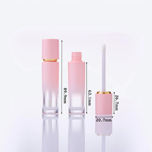 หลอดลิปกลอสพลาสติกเปล่า 8 มล. บรรจุภัณฑ์เครื่องสำอาง หลอดลิปบาล์ม พร้อมฝาแปรงสีชมพู ขาว หรือดำ - Product Image 2