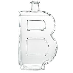 Gran Oferta personalizada, botellas de vidrio en forma de letra <span class=keywords><strong>B</strong></span>, botellas de vidrio de 750ml para licor, ron, whisky, Ginebra, botellas de vodka - Product Image 1