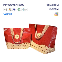 Bolsa de Mano con Correa para el Hombro, Personalizada con Logotipo, Reutilizable, Ecológica, Laminada Transparente, Tejida en PP con Patrón de Letras, Tamaño Grande o Mediano