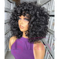 Pelucas de Cabello Humano Vietnamita SDD, Cabello Virgen Natural con Volumen, Doble Trama, con Flequillo, 100% Cabello Humano para Mujeres Negras