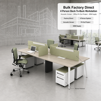 Poste de travail quadruple en bloc, direct usine, avec écran acoustique pour projet de mobilier de bureau, fourniture OEM