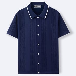 Camisa de <span class=keywords><strong>Hombre</strong></span> 100% Viscosa Hecha a Mano con Crochet, Estilo Vintage con Botones, Manga Corta, Tejido Espigado, Tipo Polo - Product Image 3