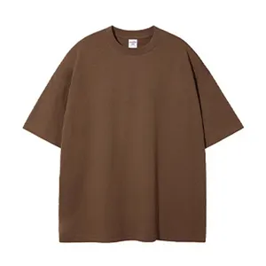 Top Ranking Plain Heavy Cotton Luxury Tshirt Unisex Custom Logo Mock Neck Blank T Shirt Oversized Boxy Heavyweight Men's T-shirt