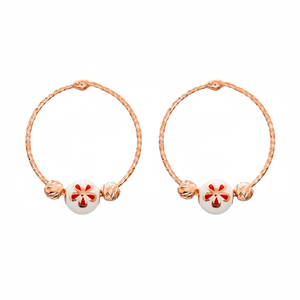 Émail blanc Design perle breloques fleur boucles d'oreilles créoles bijoux fins en gros à la main 925 bijoux en argent Sterling - Product Image 2