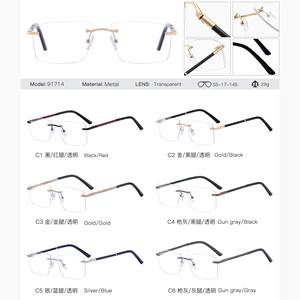 MS 91714 Marco cuadrado de titanio <span class=keywords><strong>Gafas</strong></span> ópticas sin montura de metal para hombres Diseño rectangular de <span class=keywords><strong>moda</strong></span> para leer - Product Image 6