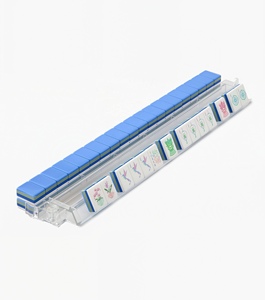 Jeu de tuiles de mahjong américain bleu ciel à 4 couches pour enfants, 160 pièces, tuiles de mahjong en acrylique de luxe gravées sur mesure, écologiques - Product Image 5