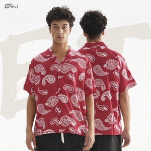 Summer Fashion Paisley Style Short Sleeved <strong>Shirt</strong> Custom Printing Paisley Designer <strong>Revere</strong> <strong>Collar</strong> t <strong>Shirts</strong> for Men - Product Image 1