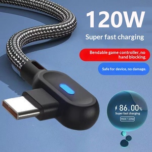 Câble de jeu pour téléphone portable à <span class=keywords><strong>double</strong></span> courbure avec lumière LED, tressé en nylon, compatible Android USB-C, charge rapide - Vente en gros disponible - Product Image 2