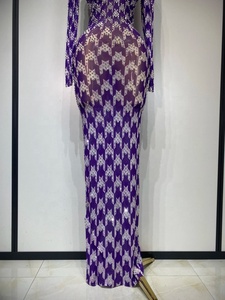 Vestido de malla transparente con pedrería para mujer, elástico, brillante, para actuaciones de baile, discoteca, fiesta, disfraz de escenario - Product Image 6