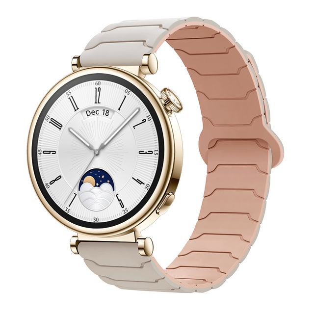Maenwvo Luxury Breathable Stainless Steel Buckle Magnetic Clasp Silicone Strap for for Watch 6 22mm Band
