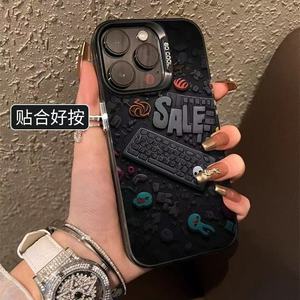 Coque de téléphone compatible Graffiti Keyboard pour 16/17 Pro Max, style japonais/coréen, anti-traces de doigts, électroplaquée, laser - Product Image 2