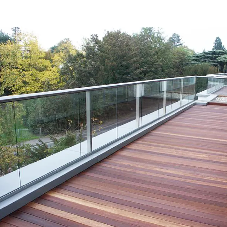 12 mm glass balustrade handrail railing system with 1/2" aluminum u-channels profile