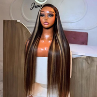 Perruque frontale en cheveux humains brésiliens 100% vierges, pas chère, avec mèches, couleur ombrée piano, perruque frontale HD en dentelle
