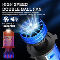 Ampoules de phare de voiture à lentille de projecteur mini LED M01Y H4 H19 9003 HB2 180W, faisceau haut et bas, double solénoïde, ventilateur turbo automatique