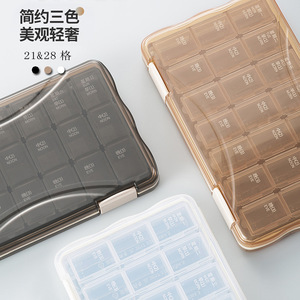 Custom-Designed Portable Airtight Mini Pillbox 21- or 28-Compartment Dustproof Travel-Friendly Plastic <b>Pill</b> <b>Case</b> Made of PP - Product Image 2