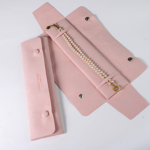 Tùy chỉnh sang trọng da lộn sợi nhỏ trang sức trường hợp Debossed thiết kế vòng cổ quà tặng bao bì Mặt dây chuyền hiển thị Pouch Organizer - Product Image 2