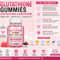 Glutathion Gummies Huidverlichtende Gummies L-Glutathion Gereduceerd Collageen Biotine Passievrucht Fudge