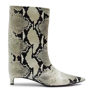 <span class=keywords><strong>Bottes</strong></span> courtes à talon bas pour filles <span class=keywords><strong>Bottes</strong></span> larges en <span class=keywords><strong>cuir</strong></span> de veau et peau de serpent - Product Image 3