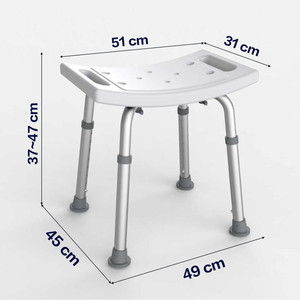 Tabouret de douche en alliage d'aluminium 51x31cm blanc, hauteur réglable, équipement de sécurité pour salle de bain pour personnes âgées - Product Image 3