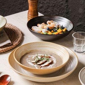 ชามเซรามิกสำหรับร้านอาหาร ชามสลัด ชามก๋วยเตี๋ยว ชามผลไม้ ชามพาสต้า ชามซุป ชามขนมหวาน ชามอาหารเรียกน้ำย่อย รูปทรงกลม สไตล์เรโทร - Product Image 4