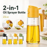 Vente en gros directe usine – Distributeur d'huile de cuisine 2-en-1 en verre de 470 ml, pulvérisateur et verseur, réutilisable, écologique et recyclable