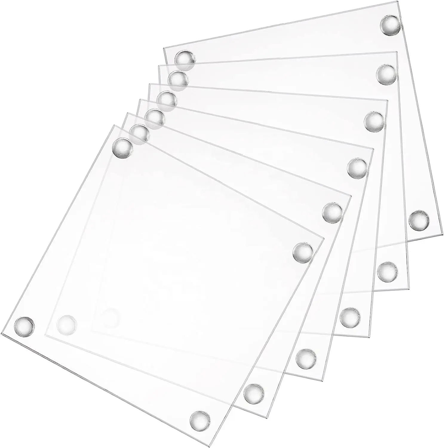 Juego de posavasos de vidrio templado de 6, 3,5 "x 3,5", alfombrilla de protección de mesa cuadrada transparente para tazas, tazas