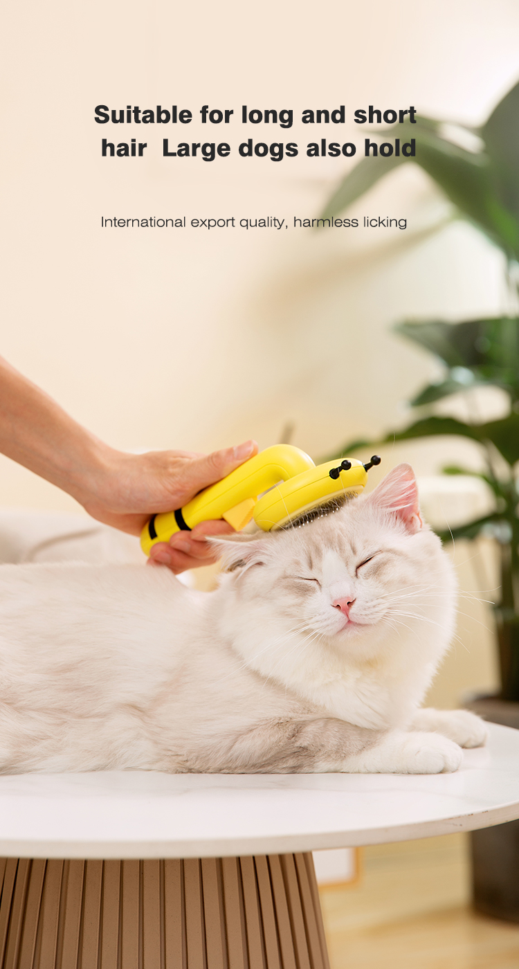 Yellow ABS Honey Bee Pet Grooming Brush Hair Cat Cleaning Comb