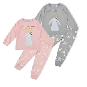 Pigiama per bambini set per bambini pigiameria quotidiana in maglia di cotone per ragazze Top e pantaloni a maniche lunghe pigiama da casa supporto stampato invernale