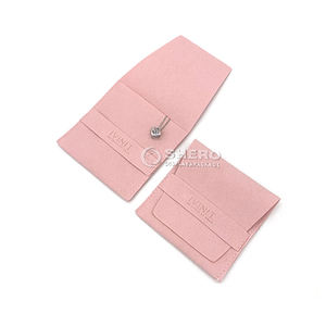Luxueux velours doux rose microfibre bijoux pochette sac estampage à chaud Logo rabat bijoux sac à poussière - Product Image 4