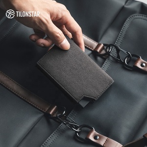 TILONSTAR TVC502a Boîtier en aluminium intelligent en cuir suédé à deux volets Blocage RFID Portefeuille Pop Up Porte-cartes de visite - Product Image 5