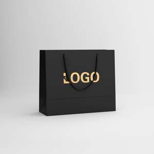 Black Classic Durable Shopping Paperboard <b>Clothes</b> <b>Bags</b> Custom Garment Packaging Luxury Paper <b>Bag</b> with Your Own Logo - Product Image 1