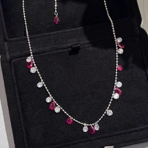 Xiao Fulu S925 Pure Silver Pendant New Chinese Style High Ice White Jade Marrow Necklace with Transparent <b>Glass</b> Collarbone <b>Chain</b> - Product Image 3