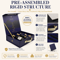Coffret cadeau de vin de luxe personnalisé avec estampage à chaud, boîte cadeau en carton rigide magnétique écologique avec poignée en PU et insert en EVA