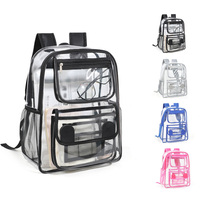 Logo personnalisé en gros de sac d'école étanche de grande capacité sac à dos d'école durable en PVC transparent sac de rangement d'école pour enfants à la mode