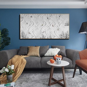 Cuadro Decorativo de Pared con Diseño de Esquí, Arte Abstracto en 3D con Textura, Pintura al Óleo Hecha a Mano, Decoración para Sala de Estar, Montaña Nevada sobre Lienzo - Product Image 4