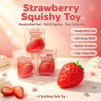 Jouet Squishy Fraise Mignon à Presser, Jouet Anti-Stress en Forme de Fruit, en TPR Souple Non Toxique, Unisexe, pour Enfants