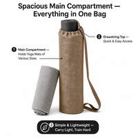 Tas Yoga Suede Model Ransel Multi-Kantong dengan Tali Serut, Tahan Lama, Kasual, untuk Penyimpanan Peralatan Olahraga Luar Ruangan, untuk Wanita & Pria, Grosir