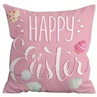 Housse de coussin courte en peluche avec fermeture éclair, motif lapin mignon bleu rose, design moderne pour intérieur, collection Pâques