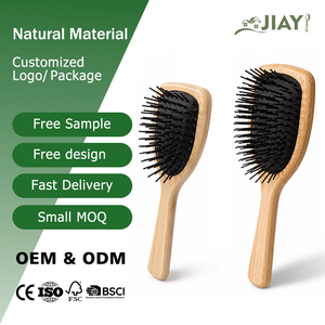<span class=keywords><strong>Brosse</strong></span> à <span class=keywords><strong>cheveux</strong></span> en bambou écologique avec picots et coussin massant pour démêler les <span class=keywords><strong>cheveux</strong></span> épais, <span class=keywords><strong>bouclés</strong></span> ou secs - Portable, tendance, pour la maison, en poils de sanglier noirs - Product Image 2