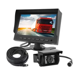 7英寸24V CCD 600TV线汽车备用夜视IR车辆倒车摄像头后视监视器系统套件，用于公交车卡车拖车