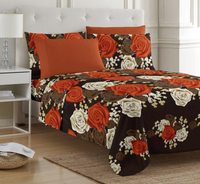 Ensemble de draps imprimés 6 pièces, Queen/King Microfibre brossée, poche profonde élastique, respirant doux, infroissable