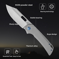 Couteau pliant tactique HL Outdoor EDC M390 avec manche en titane, parfait pour le bushcraft, le camping et la pêche