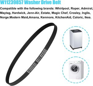 Correa de Goma Resistente W10006384 W11239857, Correa de Motor para <span class=keywords><strong>Lavadora</strong></span> <span class=keywords><strong>Whirlpool</strong></span> Maytag Amana, Reemplaza a W1080831 - Product Image 2