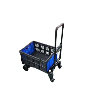 Carrito de Compras Plegable Portátil con Contenedor de Cuatro Ruedas en Plástico Negro y Naranja para Entrega y Manipulación Rápida - Product Image 5