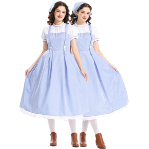 BAIGE Costume d'halloween pour adultes robe de princesse de ferme à carreaux bleus pour conte de fées scène jeu Performance aventures à Oz - Product Image 2