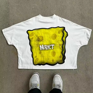 Y2K Streetwear Boxy Cropped T Shirts 100% algodón impreso gráfico camisetas de alta calidad de lujo ropa de hombre Camisetas - Product Image 4