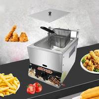 10L chariot de nourriture commerciale 1 réservoir 1 panier en acier inoxydable poulet petite friteuse à copeaux gaz table top gaz friteuse à gaz friteuse à gaz