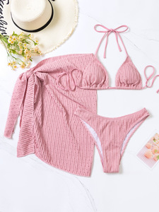 Bikini metálico personalizado para mujer con logotipo de metal Bikini de 3 piezas con hilo brillante metálico líquido para mujer - Product Image 5