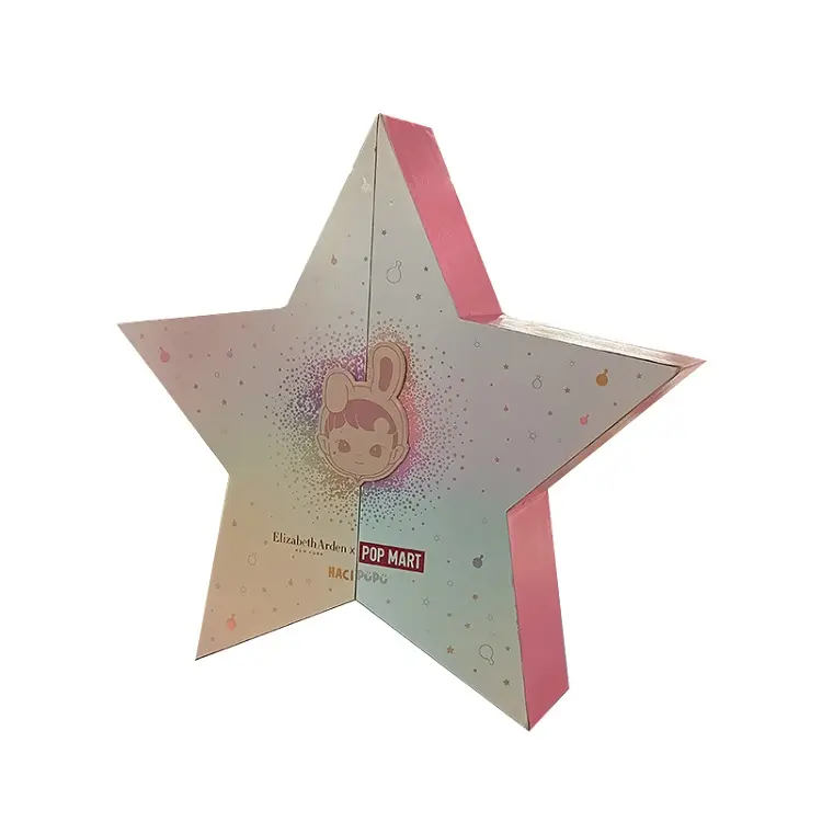 High-end printed custom star shape with reflective laser gift box for celebration and cosmetics sets