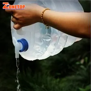 Hot Selling 3L 5L 8L 10L 15L White Transparent Reusable Portable Foldable Drinking Mineral Water Tank With Tap